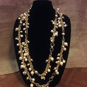 🕶Stylish necklace - long strand -pearl-like beads